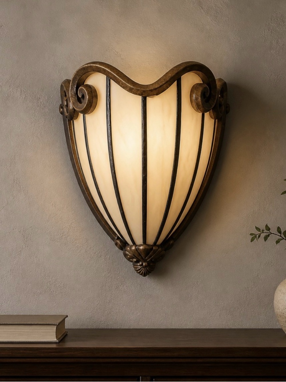 Elegant Mother of Pearl Bronze Cream and Brown Decorative Wall Accent
